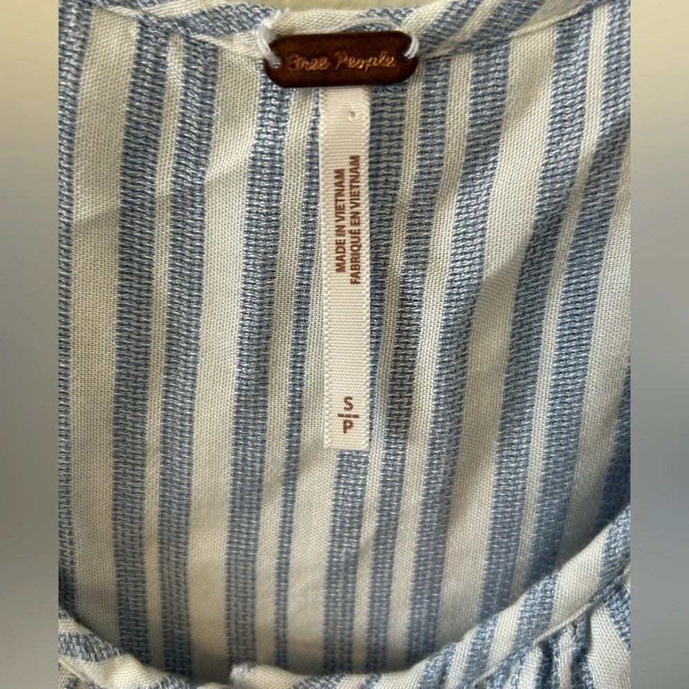 Free People Cottagecore‎ Coastal Striped Rosemary Ruffle Top SZ SM